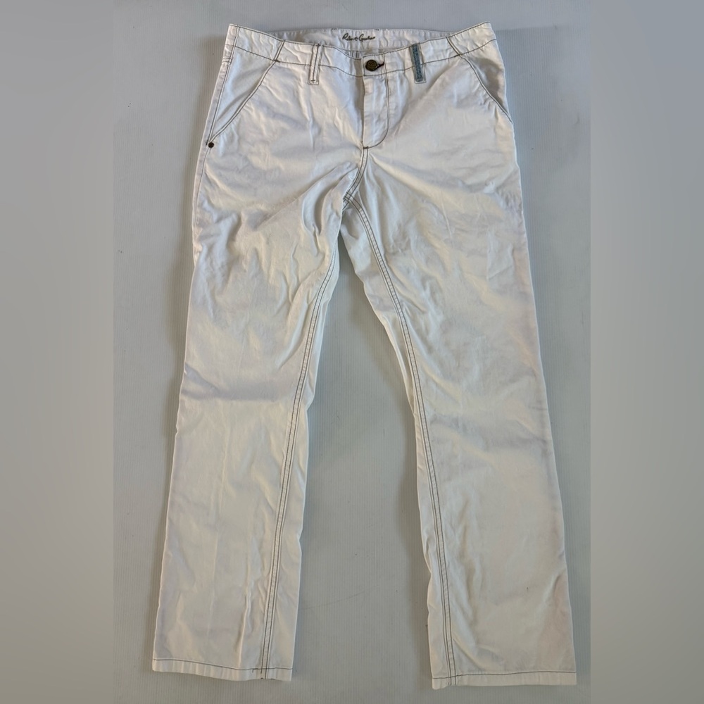 Robert Graham Denim Pants Mens 35x32  Slim Jim White Jeans Flat Front‎ Casual
